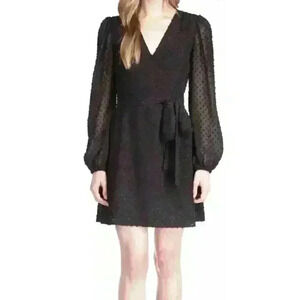 Michael Kors Women's‎ Tonal Embellished Dot Wrap Dress Black Size XS Petite NWT